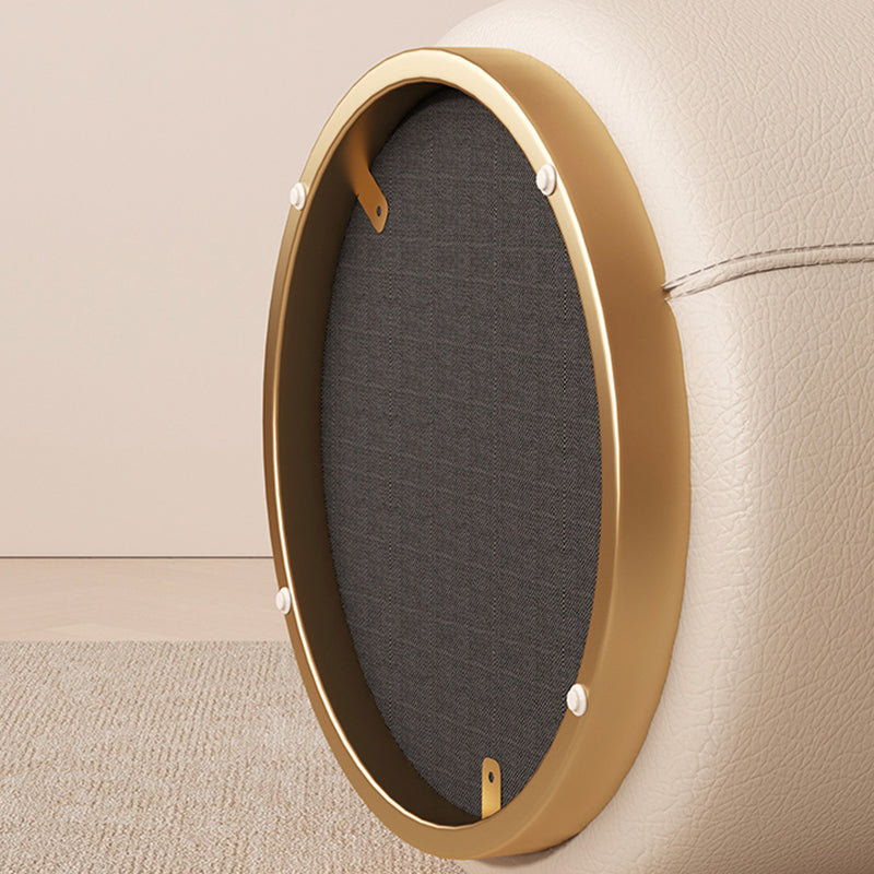 Luxury Cylinder Leather Wood Vanity Stool