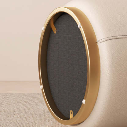 Luxury Cylinder Leather Wood Vanity Stool