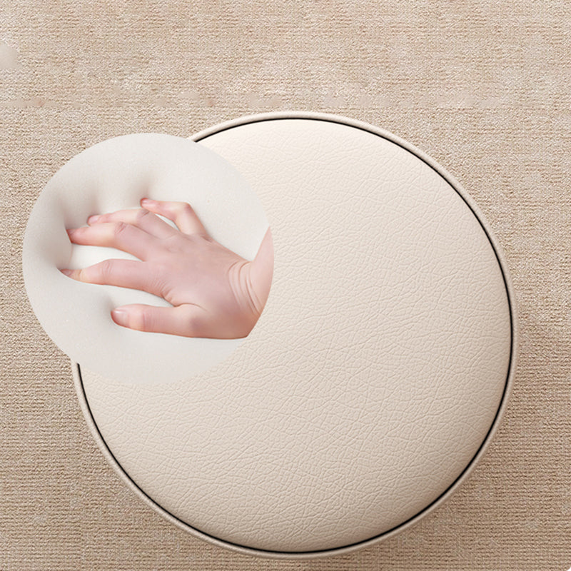Luxury Cylinder Leather Wood Vanity Stool — E