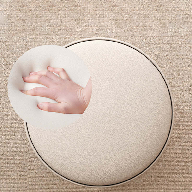 Luxury Cylinder Leather Wood Vanity Stool — E