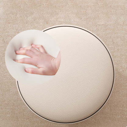 Luxury Cylinder Leather Wood Vanity Stool — E