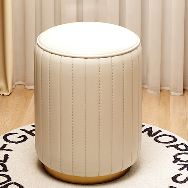 Luxury Cylinder Leather Wood Vanity Stool