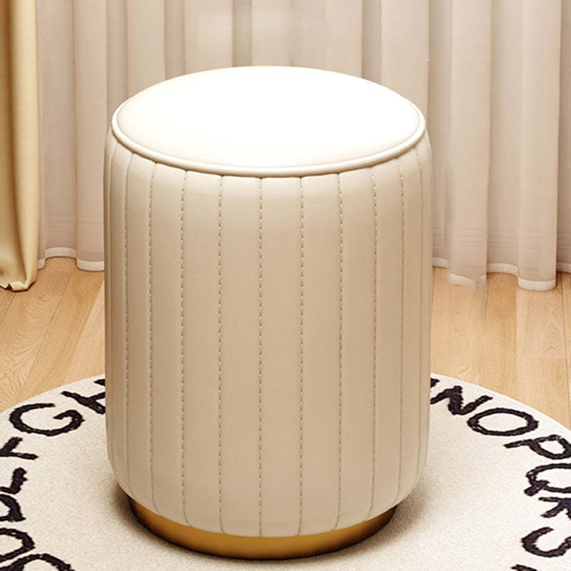 Luxury Cylinder Leather Wood Vanity Stool