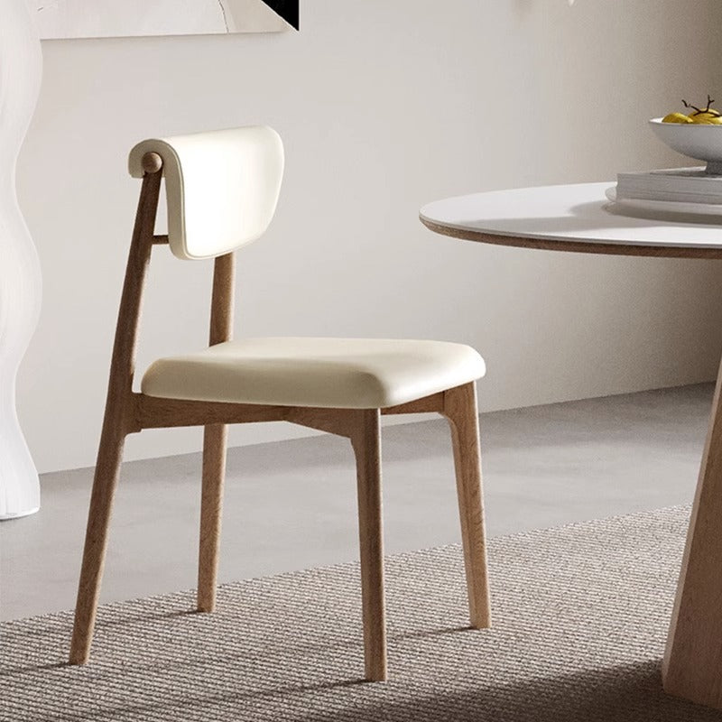 Mid-Century Trapezoid Wood Leather Dining Chair