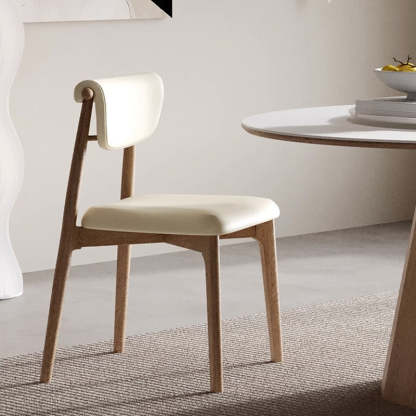 Mid-Century Trapezoid Wood Leather Dining Chair
