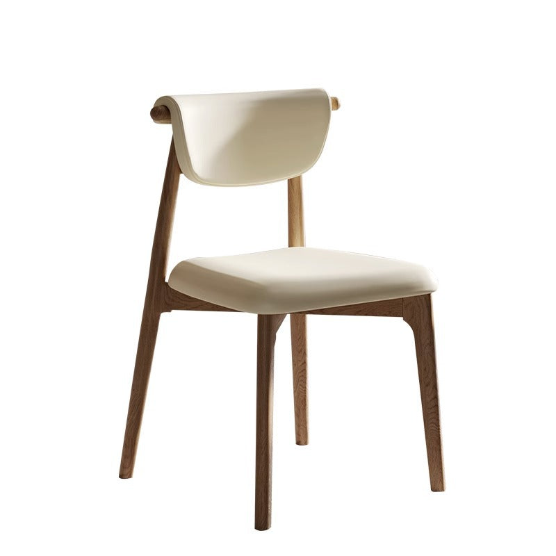 Mid-Century Trapezoid Wood Leather Dining Chair