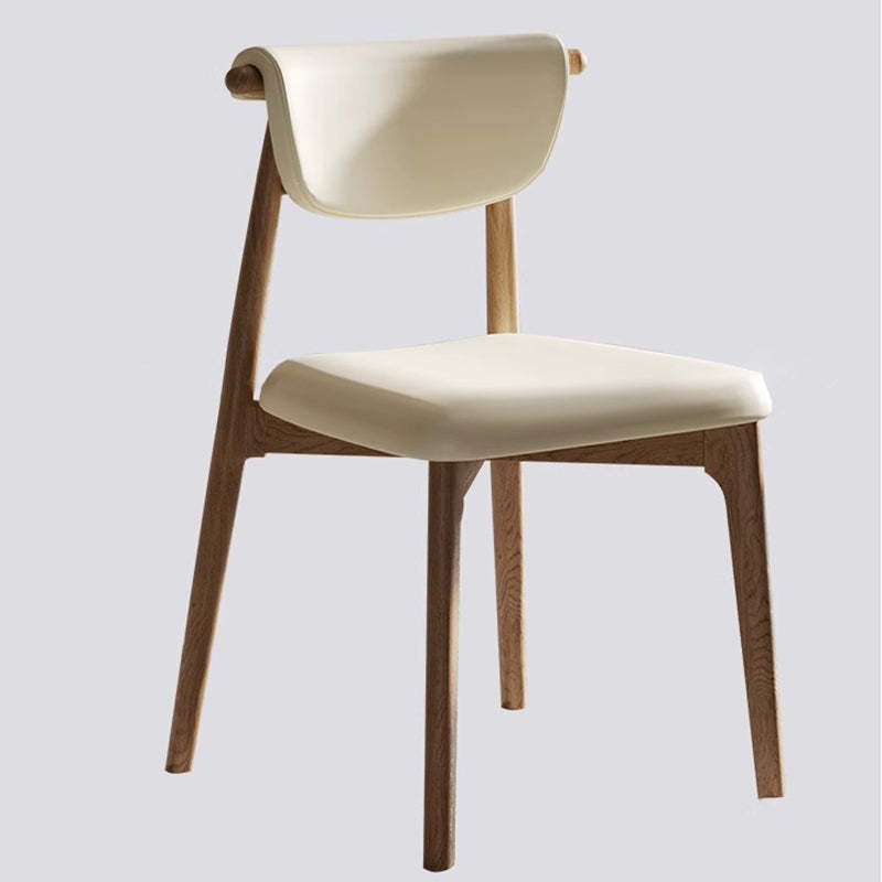 Mid-Century Trapezoid Wood Leather Dining Chair