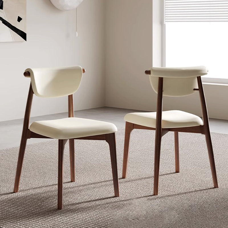 Mid-Century Trapezoid Wood Leather Dining Chair