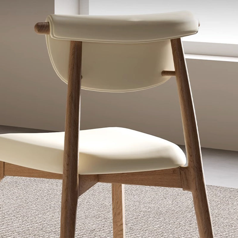 Mid-Century Trapezoid Wood Leather Dining Chair