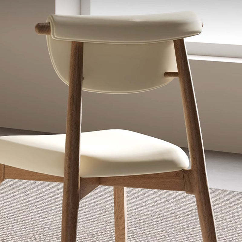 Mid-Century Trapezoid Wood Leather Dining Chair