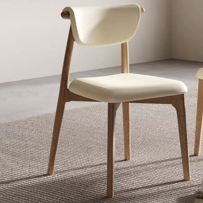 Mid-Century Trapezoid Wood Leather Dining Chair
