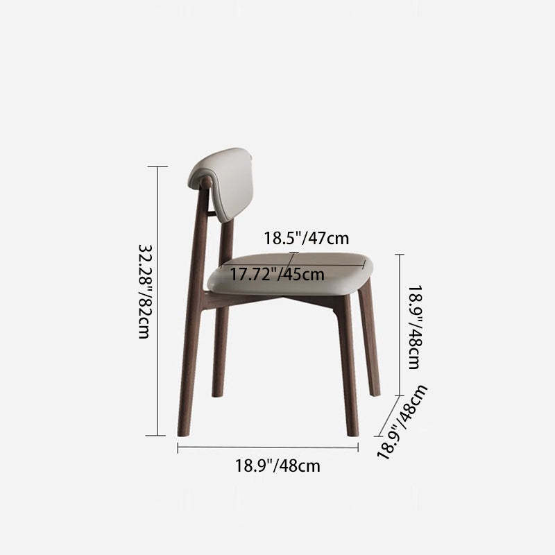 Mid-Century Trapezoid Wood Leather Dining Chair