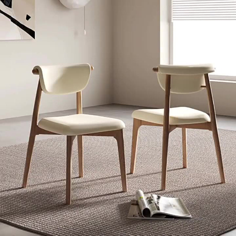 Mid-Century Trapezoid Wood Leather Dining Chair