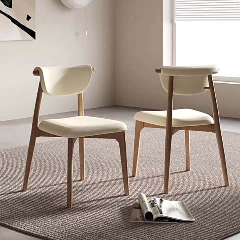 Mid-Century Trapezoid Wood Leather Dining Chair