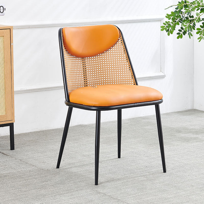 Coastal Trapezoid Leather Metal Chair