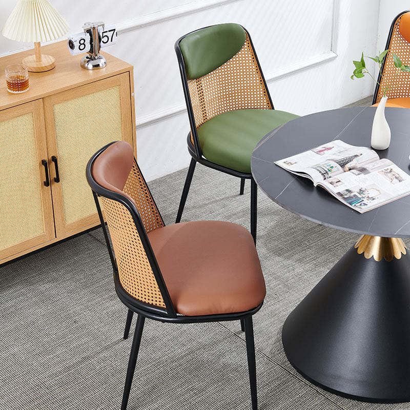 Coastal Trapezoid Leather Metal Chair