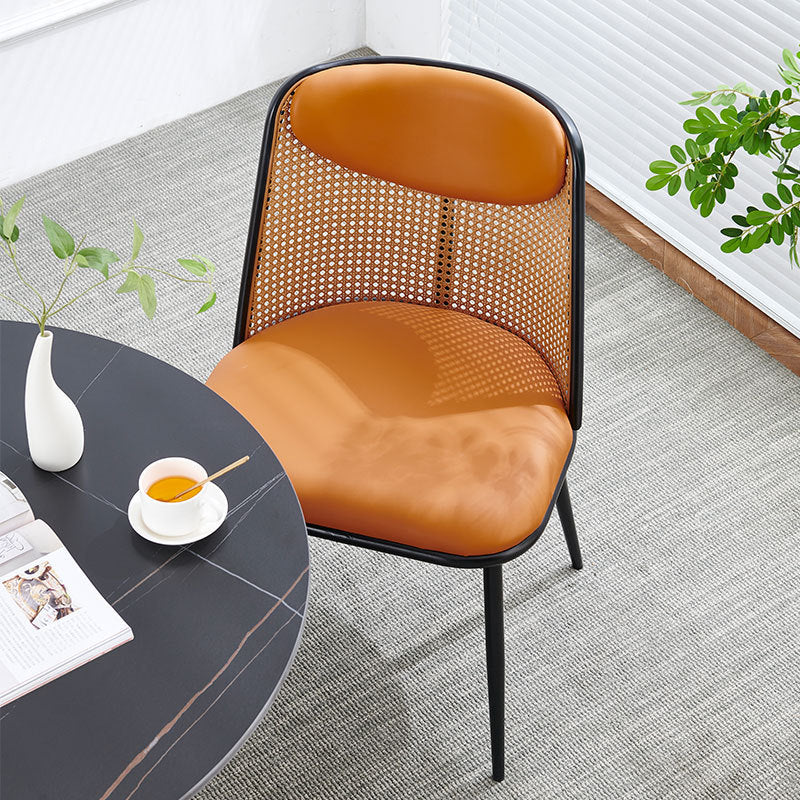 Coastal Trapezoid Leather Metal Chair