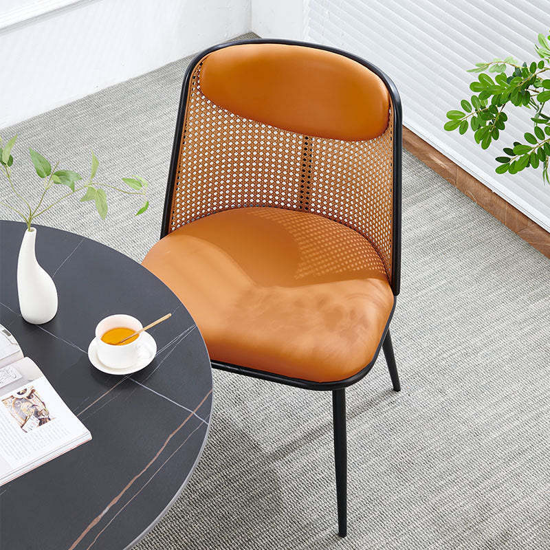 Coastal Trapezoid Leather Metal Chair