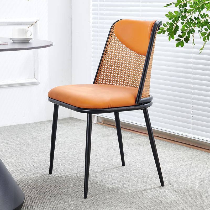 Coastal Trapezoid Leather Metal Chair