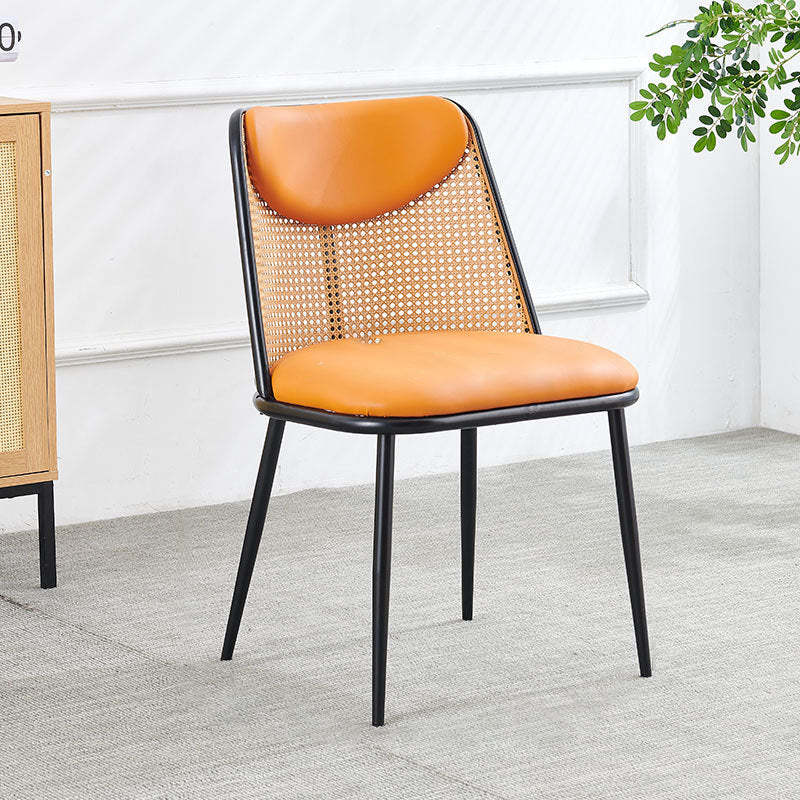 Coastal Trapezoid Leather Metal Chair