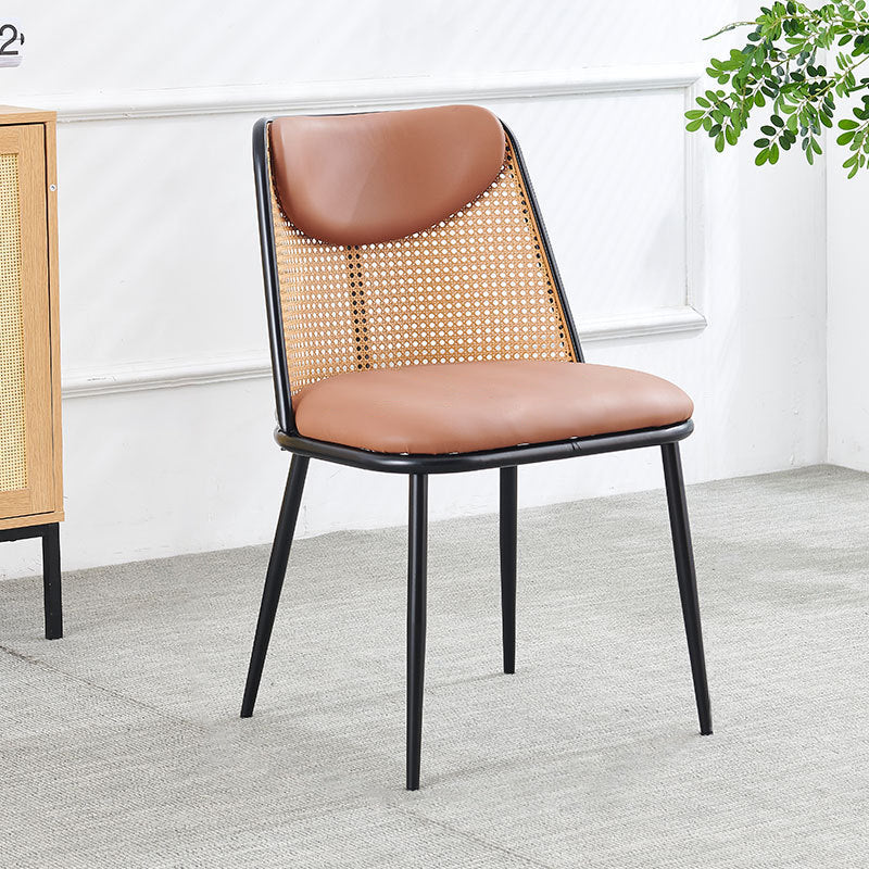 Coastal Trapezoid Leather Metal Chair