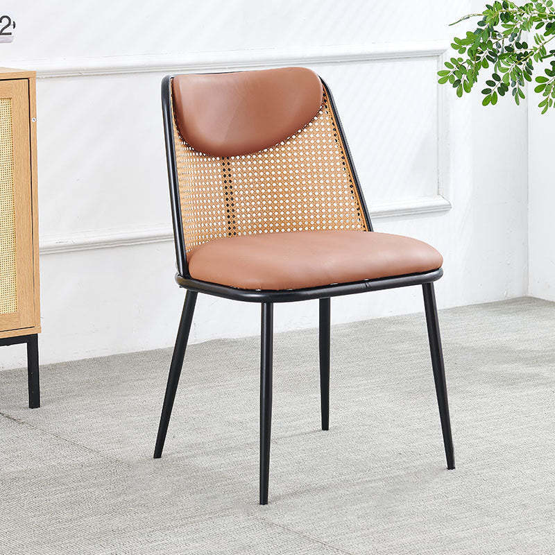 Coastal Trapezoid Leather Metal Chair