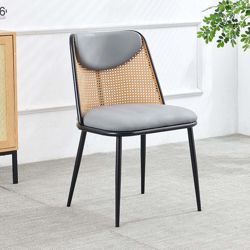 Coastal Trapezoid Leather Metal Chair