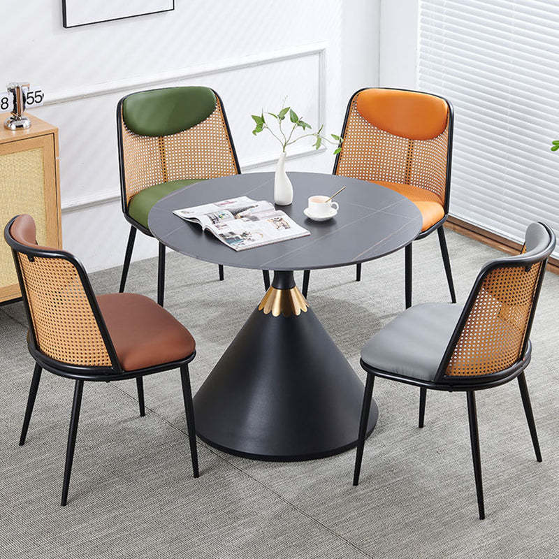 Coastal Trapezoid Leather Metal Chair — Gray