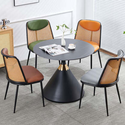 Coastal Trapezoid Leather Metal Chair — Gray