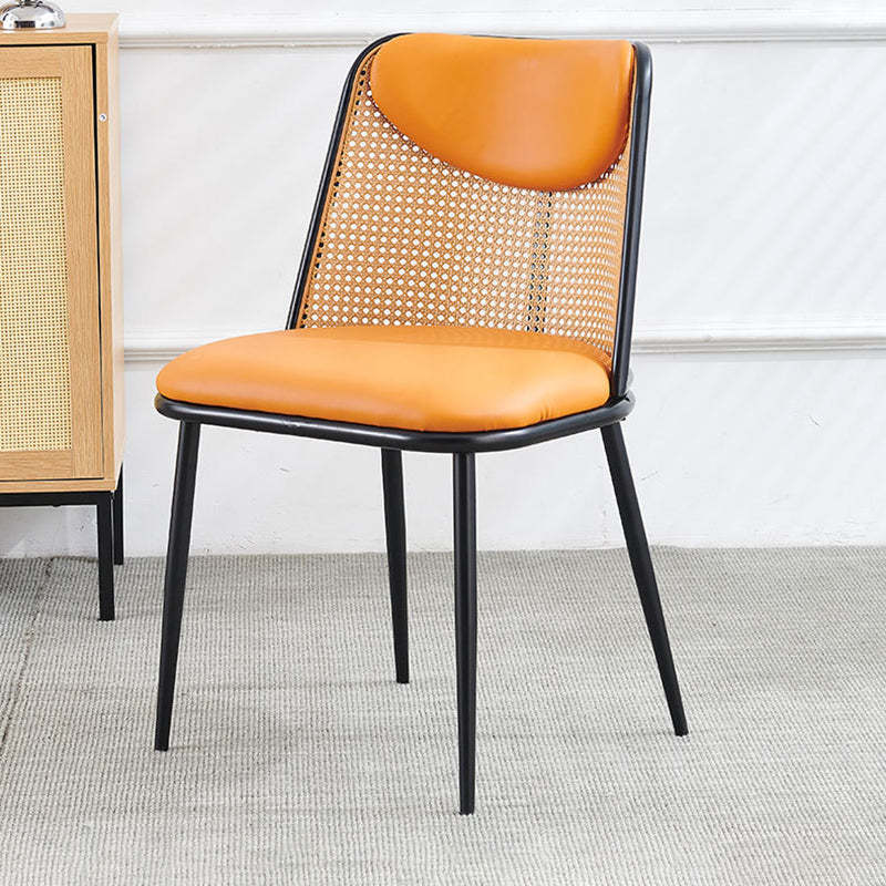 Coastal Trapezoid Leather Metal Chair