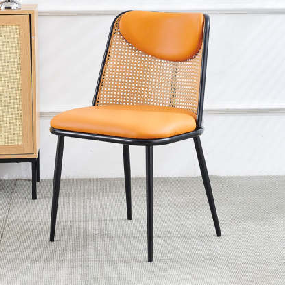 Coastal Trapezoid Leather Metal Chair