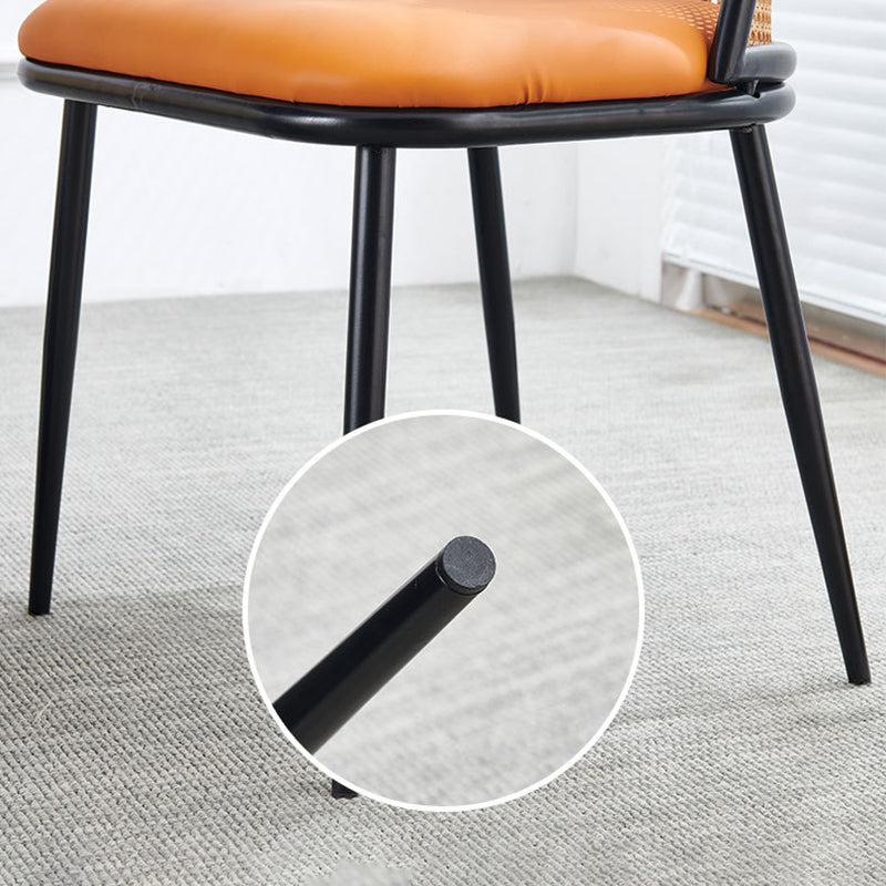 Coastal Trapezoid Leather Metal Chair