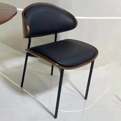 Shabby Chic Oval Leather Wood Steel Chair