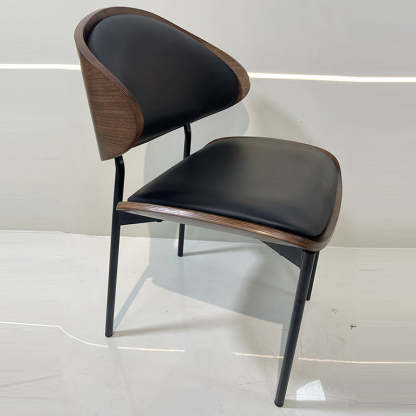 Shabby Chic Oval Leather Wood Steel Chair