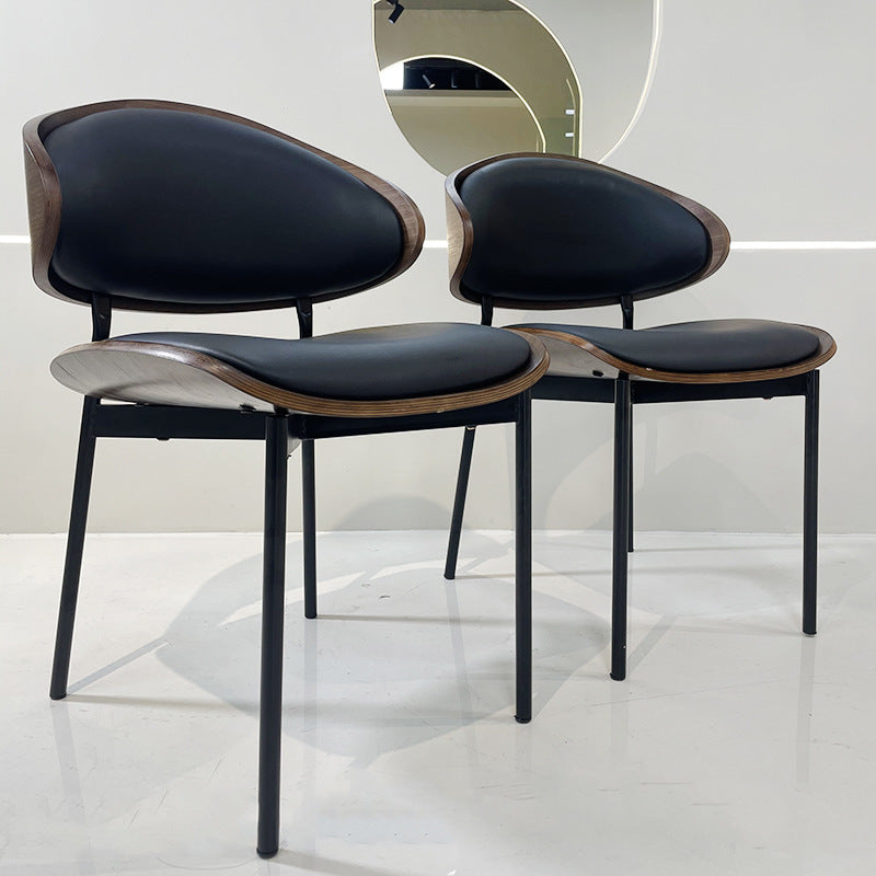 Shabby Chic Oval Leather Wood Steel Chair