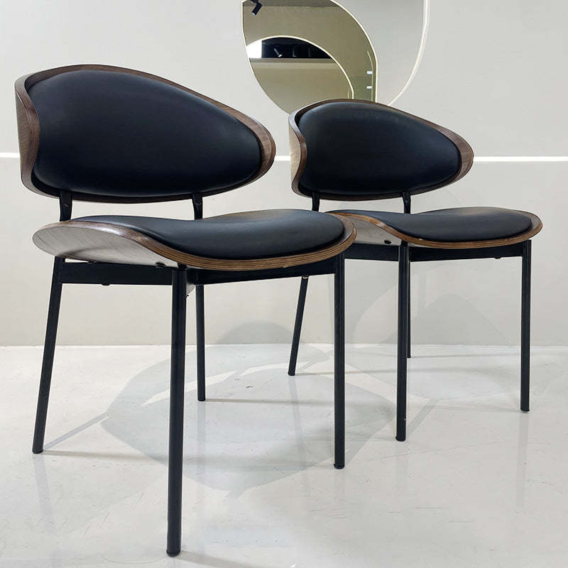 Shabby Chic Oval Leather Wood Steel Chair