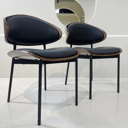 Shabby Chic Oval Leather Wood Steel Chair
