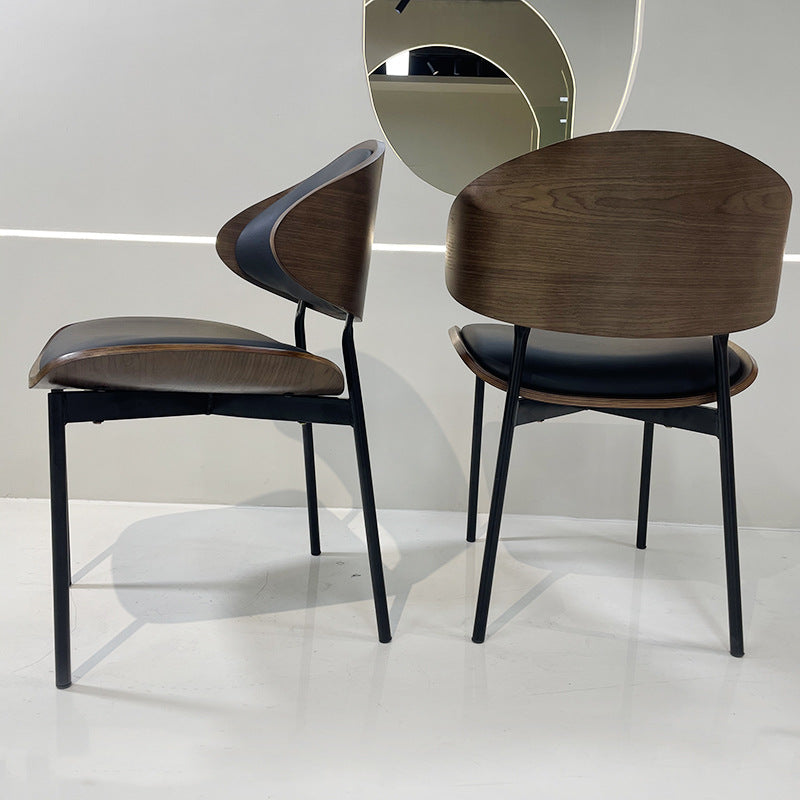 Shabby Chic Oval Leather Wood Steel Chair