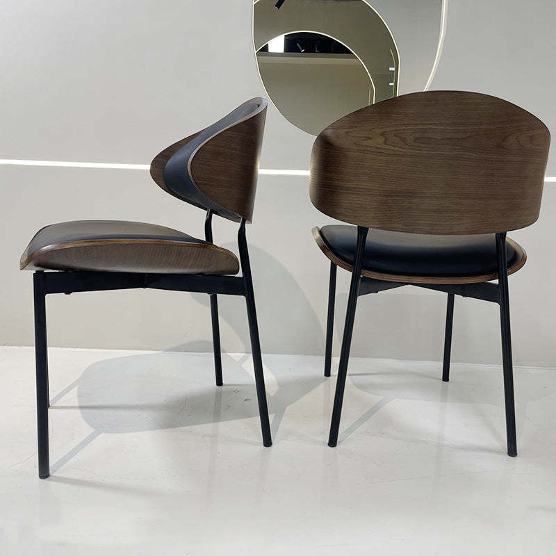 Shabby Chic Oval Leather Wood Steel Chair
