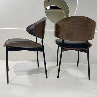 Shabby Chic Oval Leather Wood Steel Chair