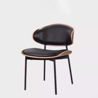 Shabby Chic Oval Leather Wood Steel Chair