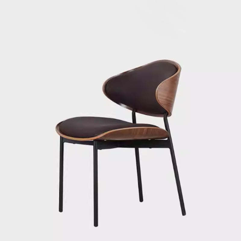 Vintage oval shabby dining chairs & benches in leather — Brown