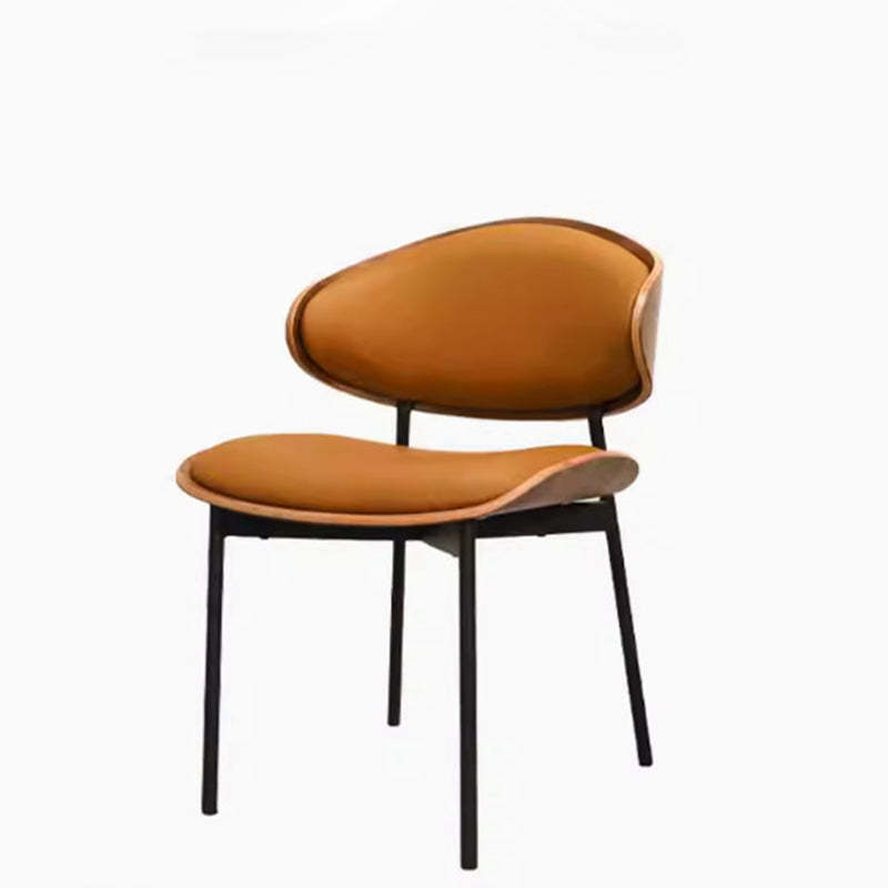 Shabby Chic Oval Leather Wood Steel Chair