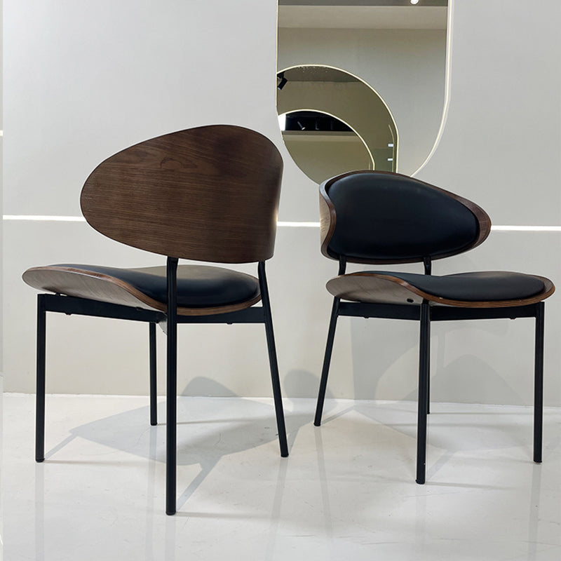 Shabby Chic Oval Leather Wood Steel Chair