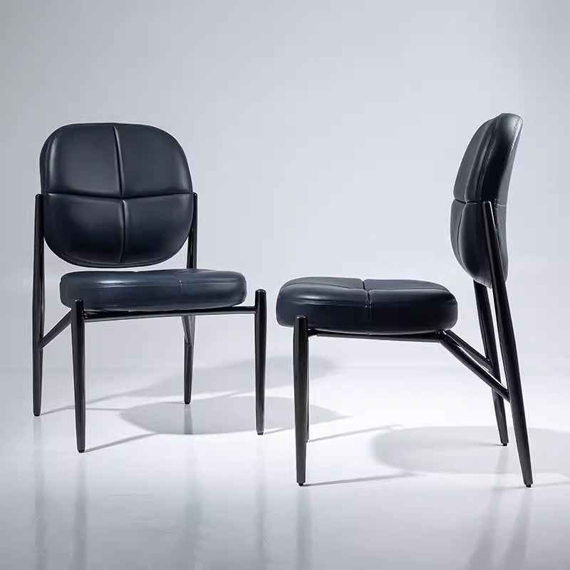 Luxury Microfiber Leather Metal Chair — Dark Bule