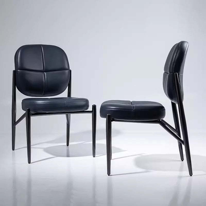 Luxury Microfiber Leather Metal Chair — Dark Bule