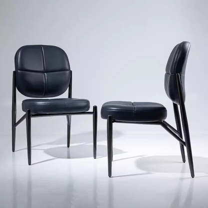 Luxury Microfiber Leather Metal Chair — Dark Bule