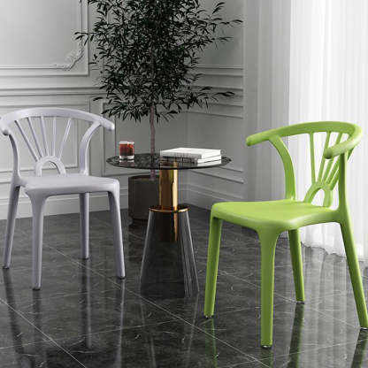 Modern Curved Plastic Dining Chair — Gray