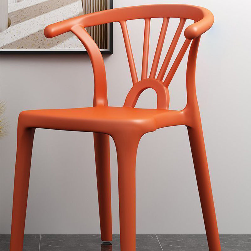 Modern Curved Plastic Dining Chair — Yellow