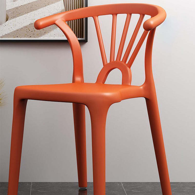 Modern Curved Plastic Dining Chair — Yellow
